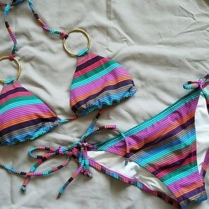 Victoria's Secret striped triangle bikini Sz S